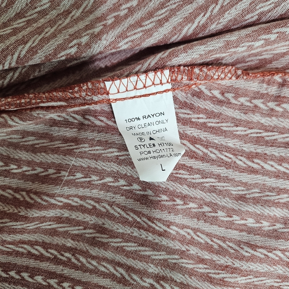 Hayden LA Rust Red Cream Striped Boho Short Sleeve Maxi Dress Large - Picture 10 of 10